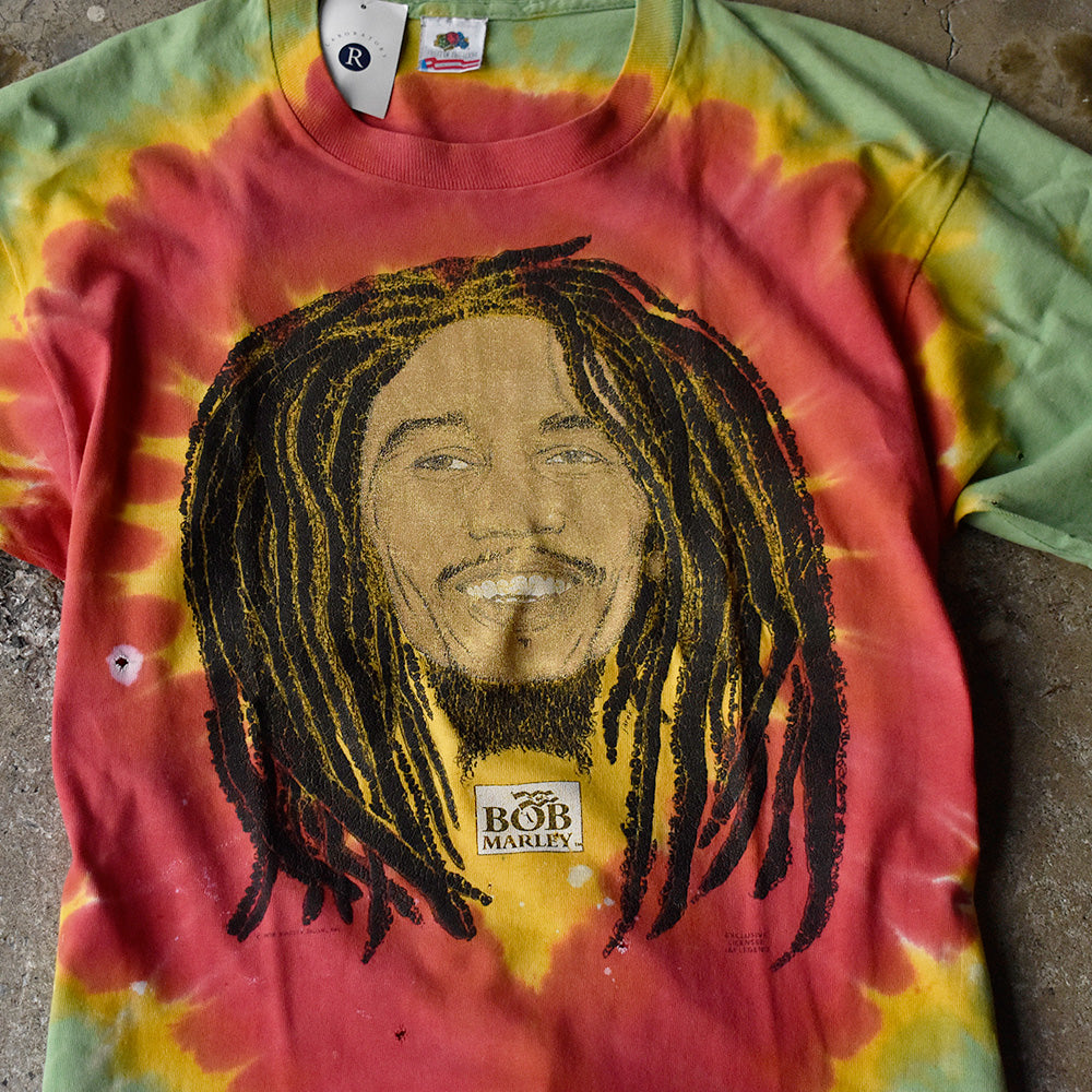 90's BOB MARLEY “BOB MARLE“ ラスタカラー タイダイTシャツ 250529H