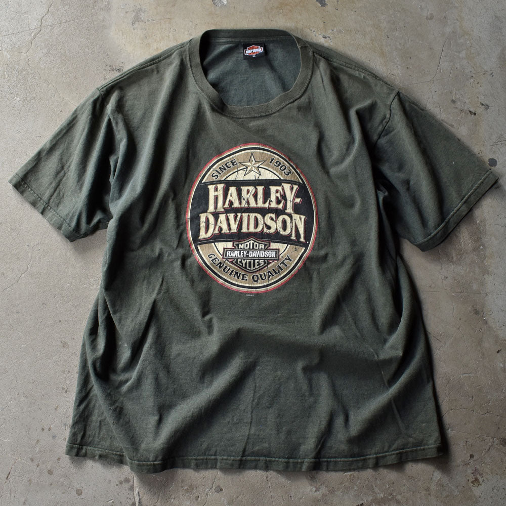 ハーレーダビッドソン 両面プリント Tシャツ 2004年 カーキ 古着