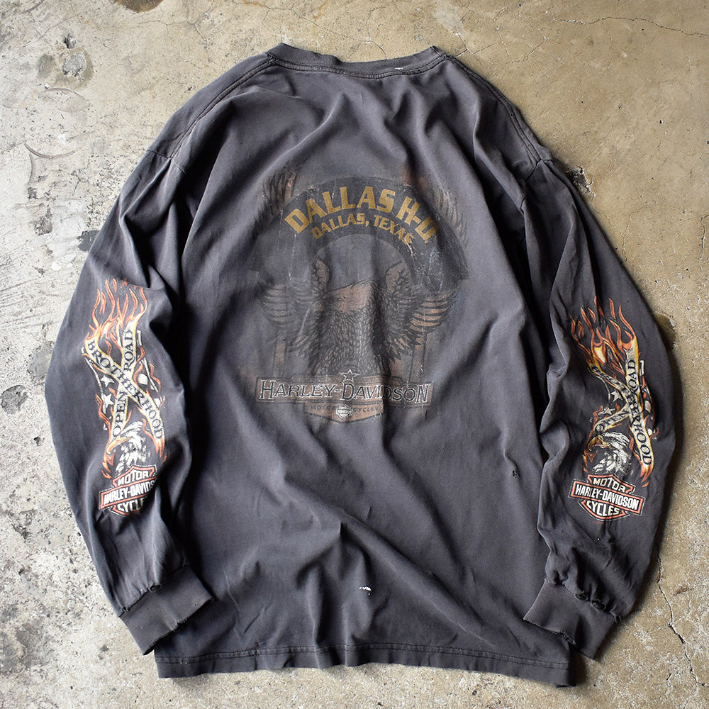 Y2K ダメージ！ Harley-Davidson イーグル ポケットロングスリーブTシャツ 240607H