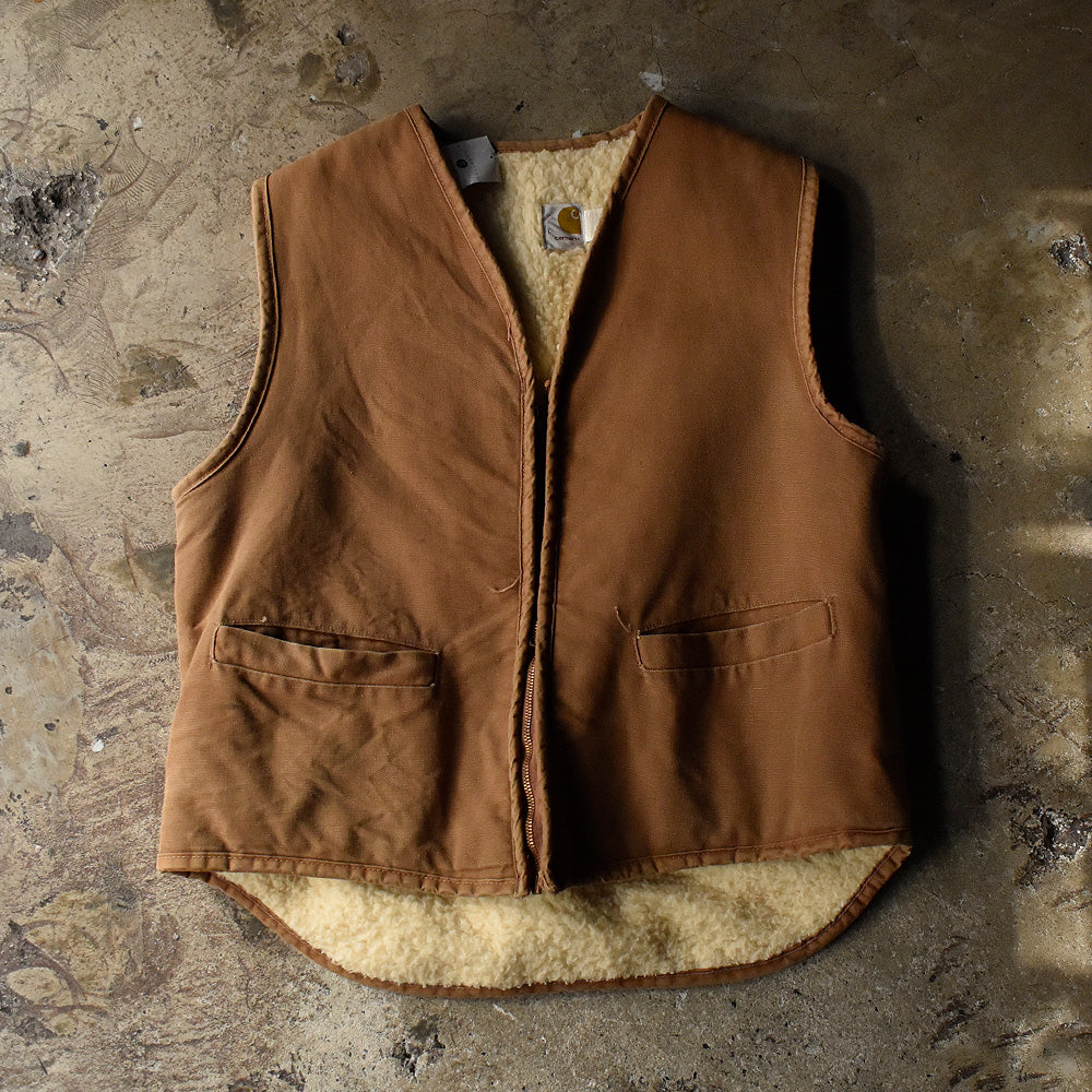 70's Carhartt プリントタグ ダックベスト ボアライナー USA製 231026H