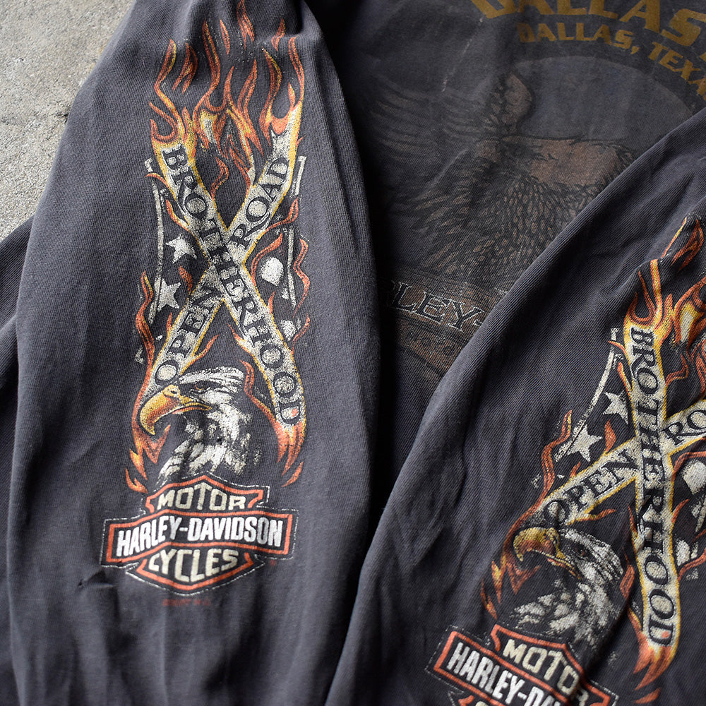 Y2K ダメージ！ Harley-Davidson イーグル ポケットロングスリーブTシャツ 240607H