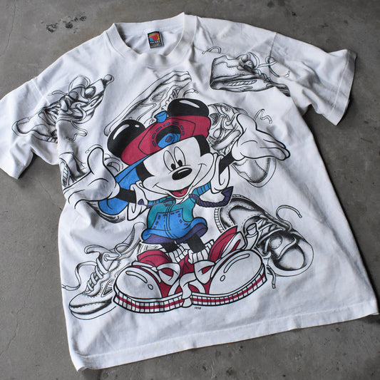 90’s Disney ”MICKEY” AOP！ キャラ Tシャツ USA製 240809