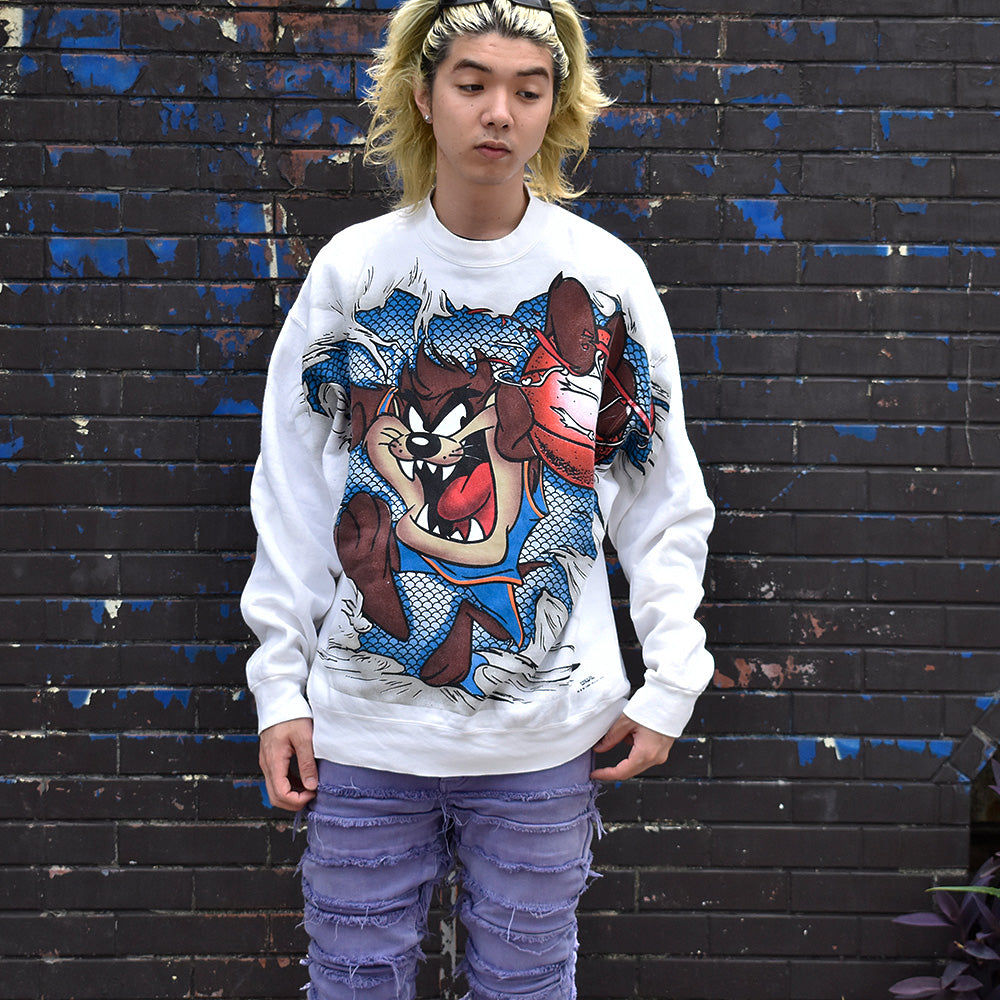 90's AOP！ Looney Tunes “タズマニアンデビル” スウェット USA製 250618H