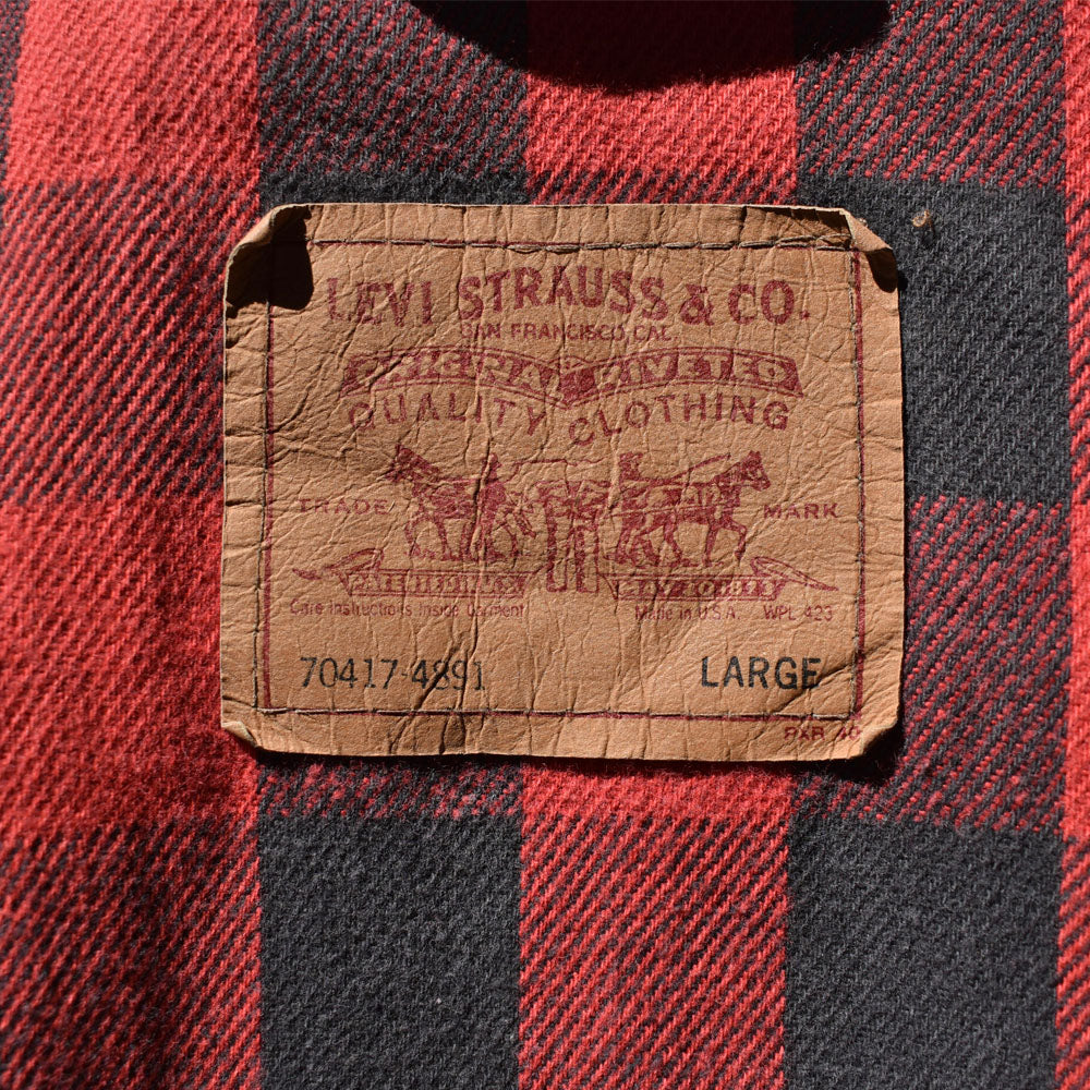 90’s Levi's 70417 4891 ブロックチェックライナー インディゴデニムジャケット USA製 231114