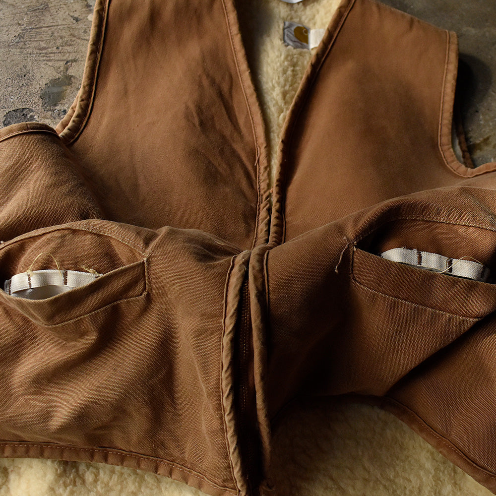 70's Carhartt プリントタグ ダックベスト ボアライナー USA製 231026H