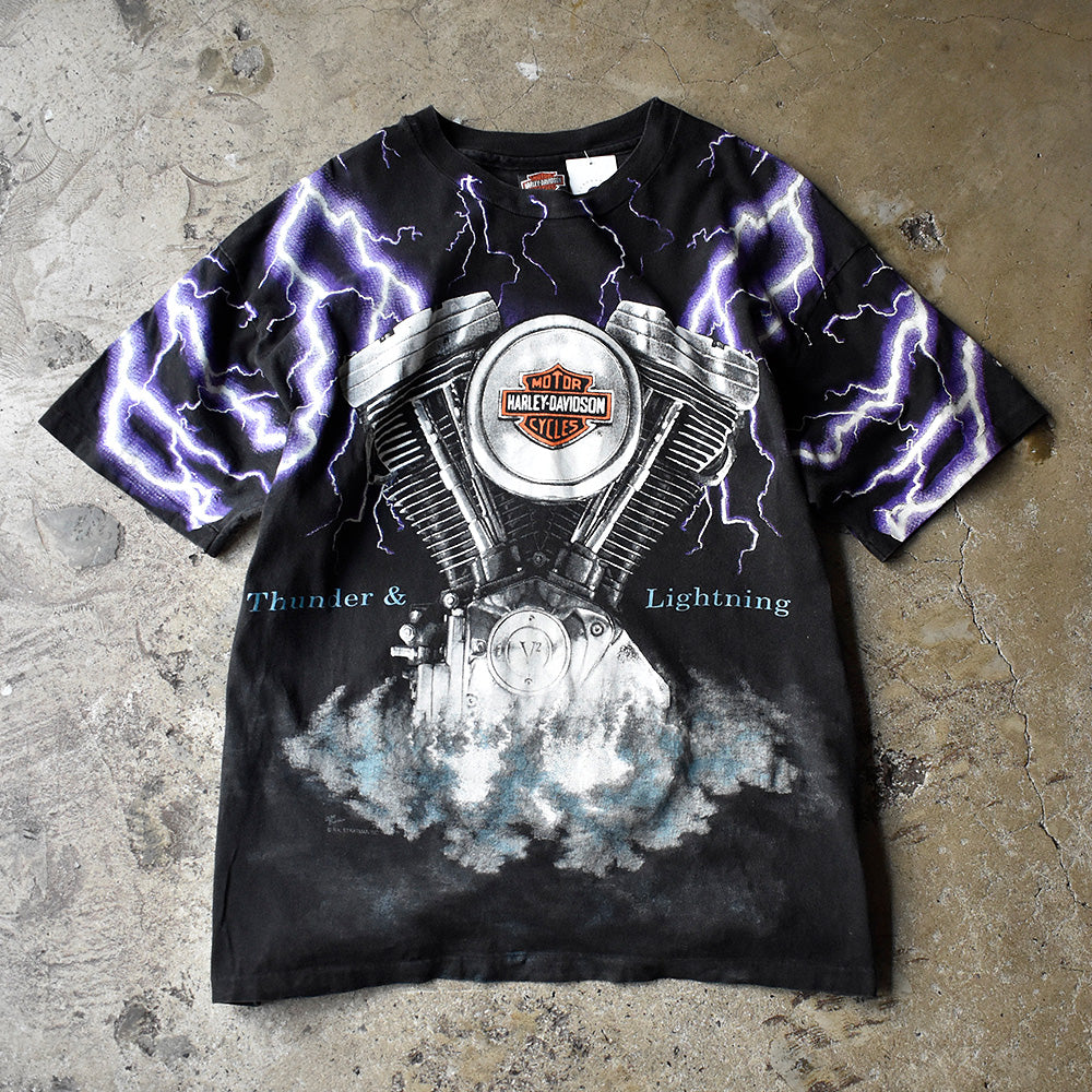 ハーレーダビッドソン V2エンジン サンダー AOP Tシャツ 1990年 USA製 ヴィンテージ