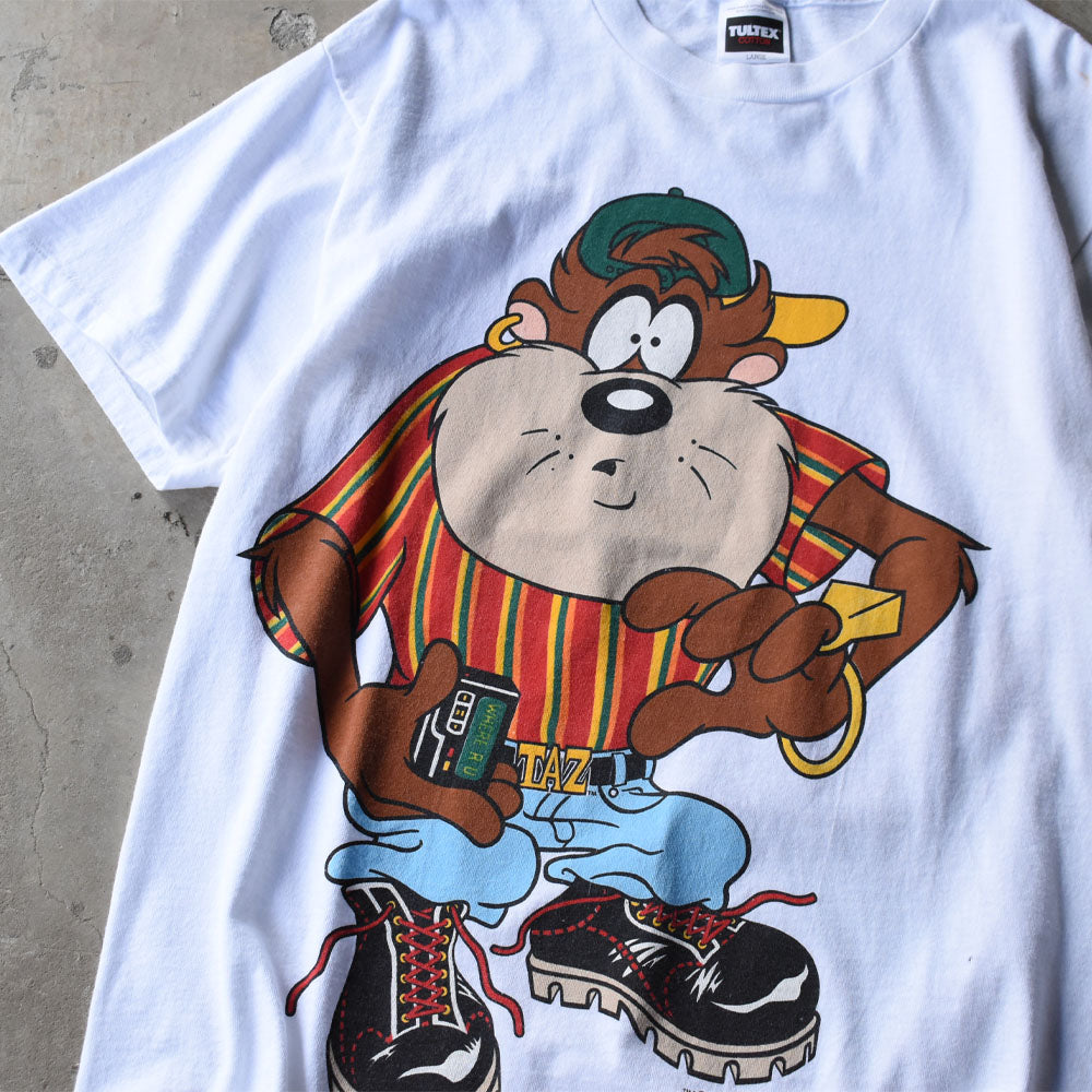 90’s Looney Tunes ”Tasmanian Devil” 両面プリント キャラクター Tシャツ 250616
