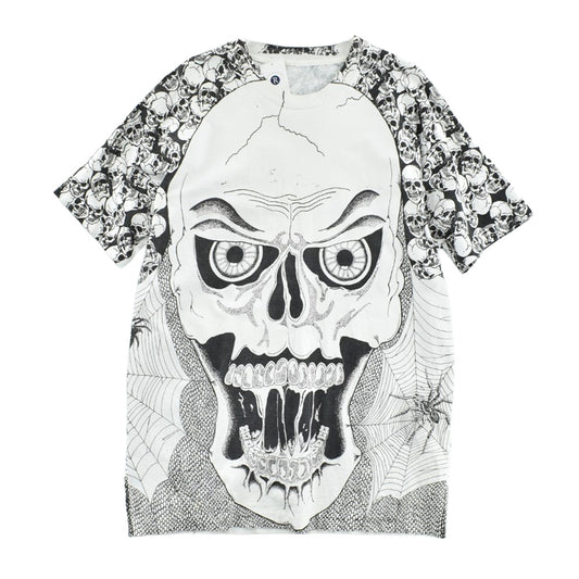 90's AOP スカル×スパイダーウェブ オールオーバープリントTシャツ 260828H