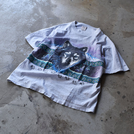 90's “wolf” オオカミ アニマルプリント Tシャツ USA製 230506