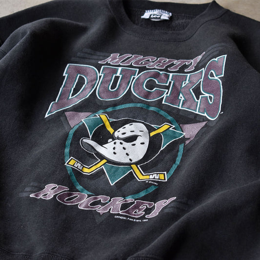 90’s Disney “Mighty Ducks Hockey“ キャラ スウェット USA製 240111