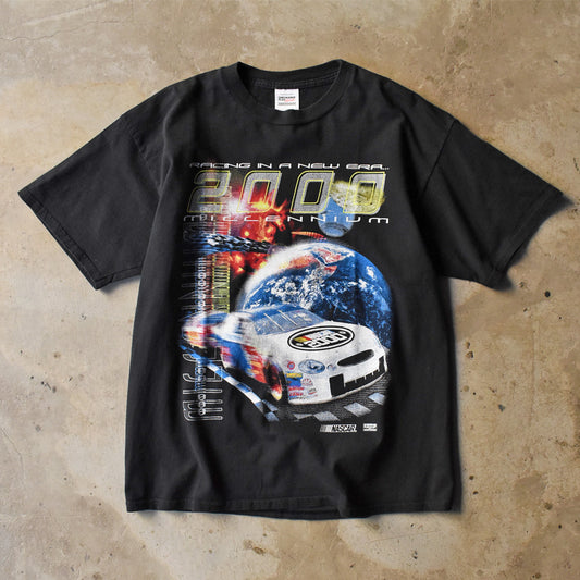 Y2K Checkerd flag “NASCAR 2000” レーシング Tシャツ 250511