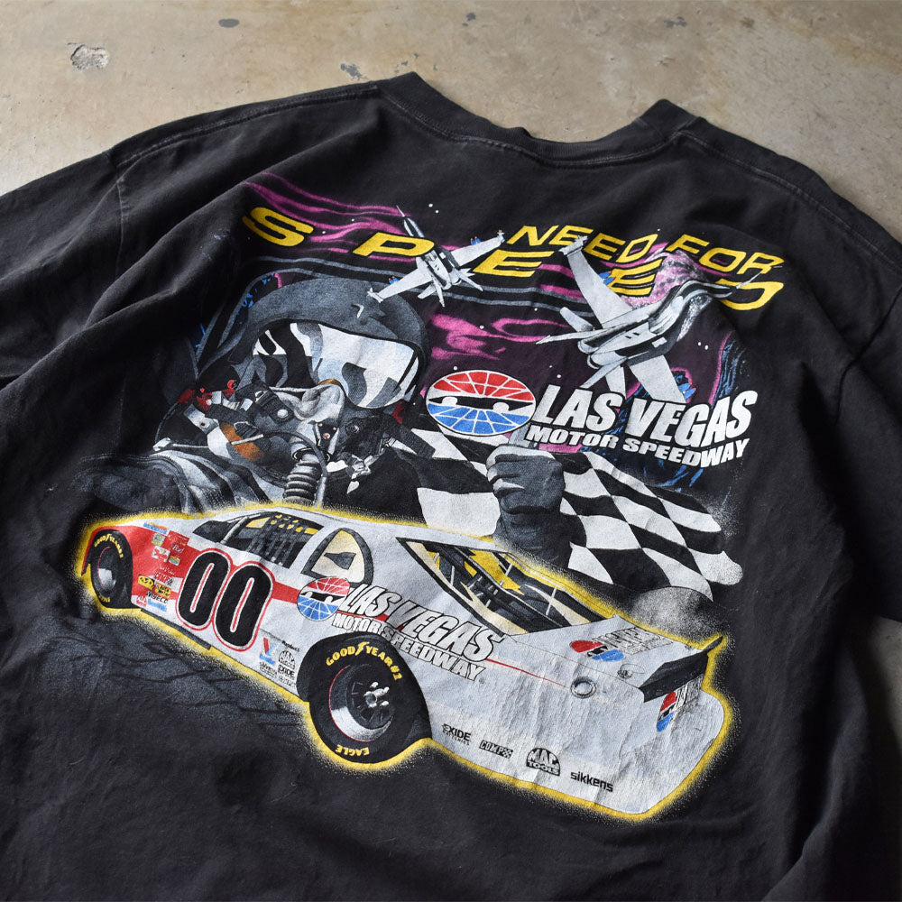 Y2K CHASE AUTHENTICS “AKING FLIGHT LAS VEGAS MOTOR SPEEDWAY” レーシング Tシャツ USA製 240806