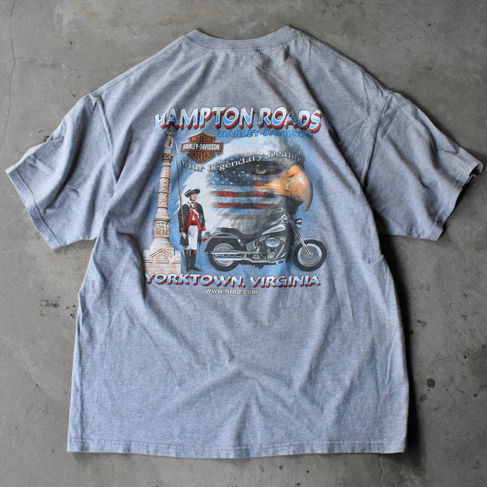 Y2K Harley-Davidson “YORKTOWN. VIRGINIA” 両面プリント Tシャツ USA製 240712