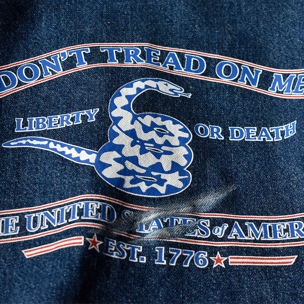 90's Dickies “Gadsden flag”プリント デニムジャケット ブランケットライナー 231210H