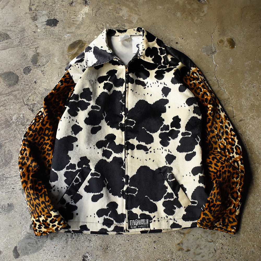 90's BUTTSTAIN！ANTI FASHION！ カスタム 牛柄×ヒョウ柄ジャケット USA製 250124HSGI