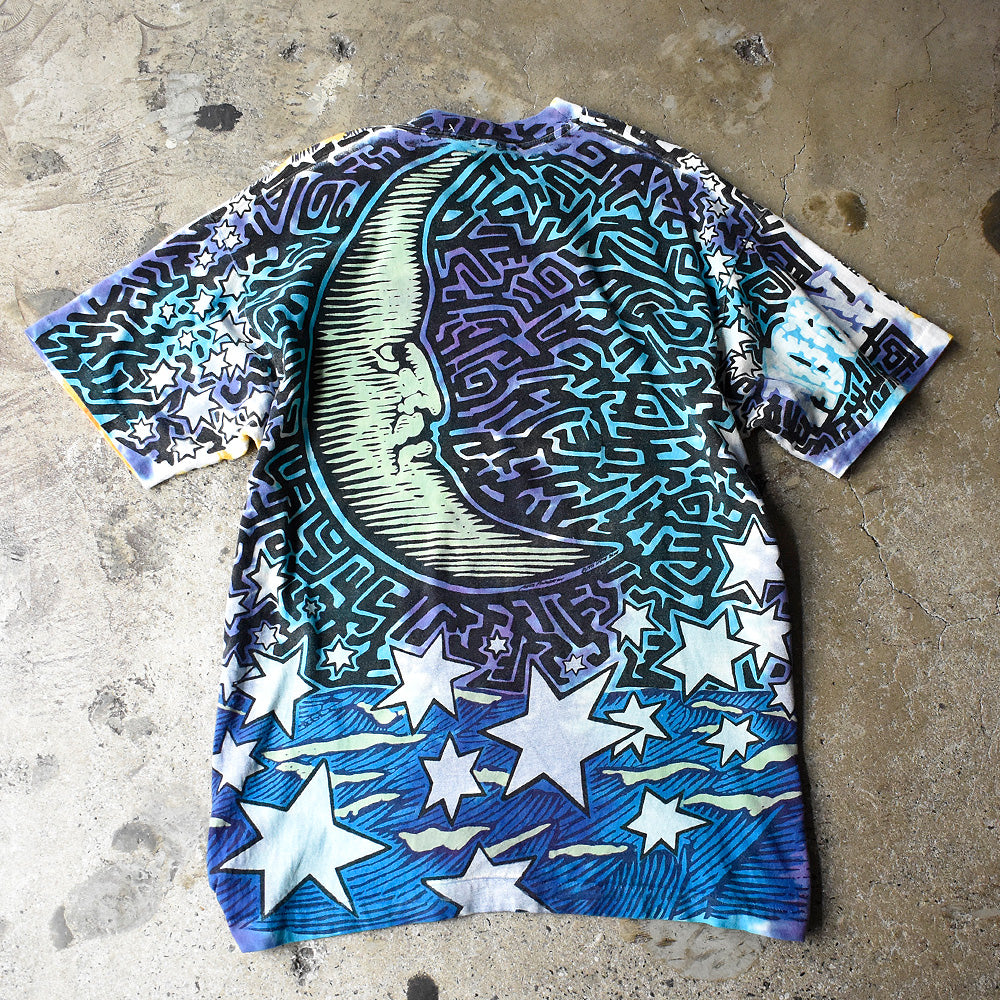 90's  AOP！ LIQUID BLUE “SUN & MOON” Tシャツ USA製 250603H