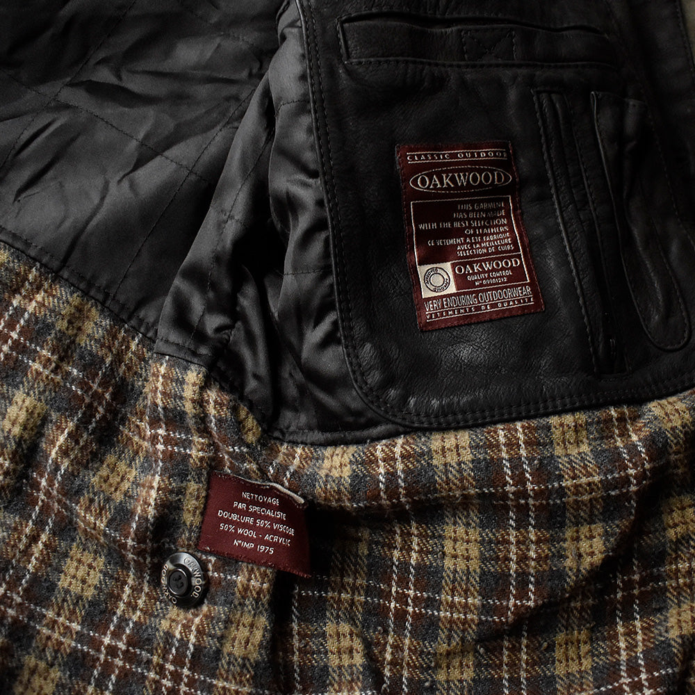 Y2K OAKWOOD スエードレザーカーコート チェックライナー 240304H