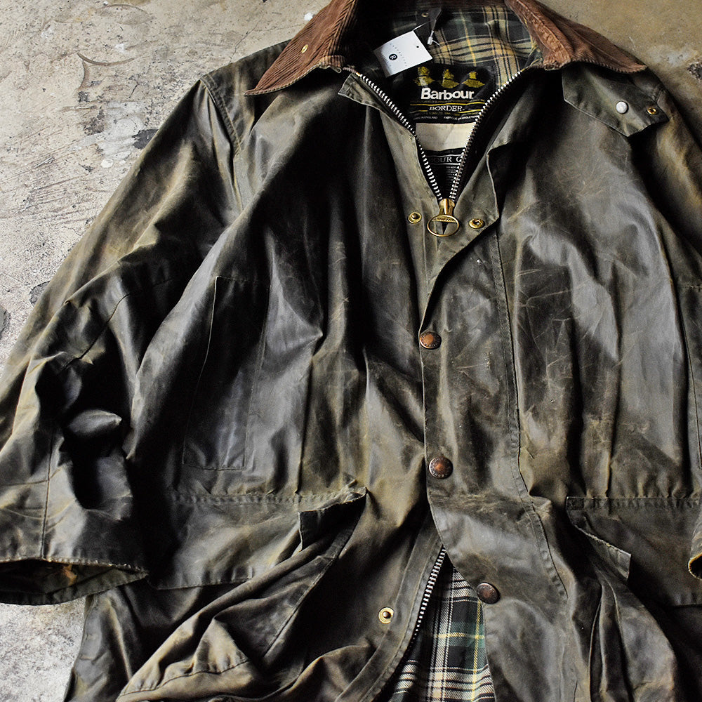 80's Barbour 旧3ワラント “BORDER” オイルドジャケット イングランド