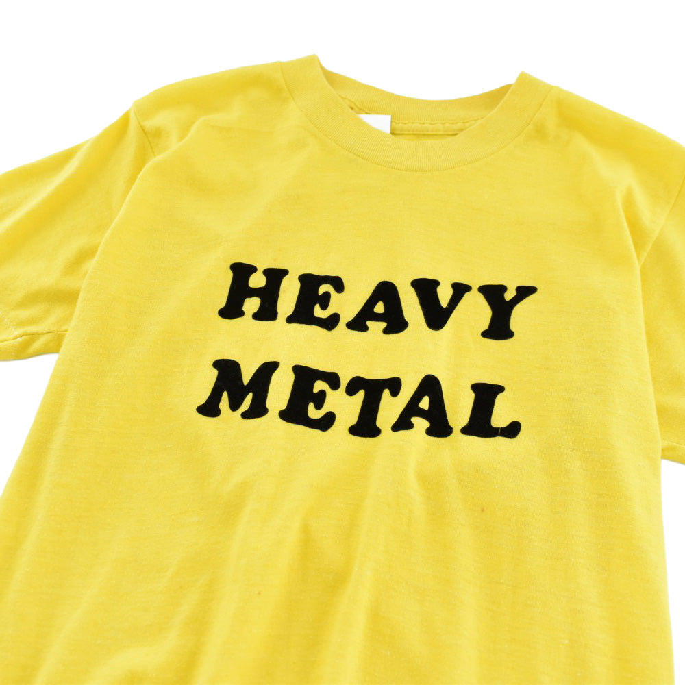 HEAVY METAL フロッキープリント Tシャツ 80年代 イエロー ヴィンテージ