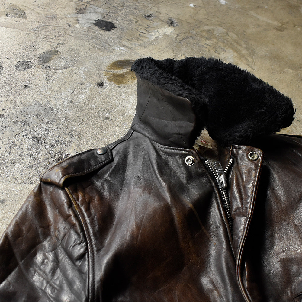 70's Schott “L-S-674-M-S” G-1 Type フライト レザージャケット USA製 240130H