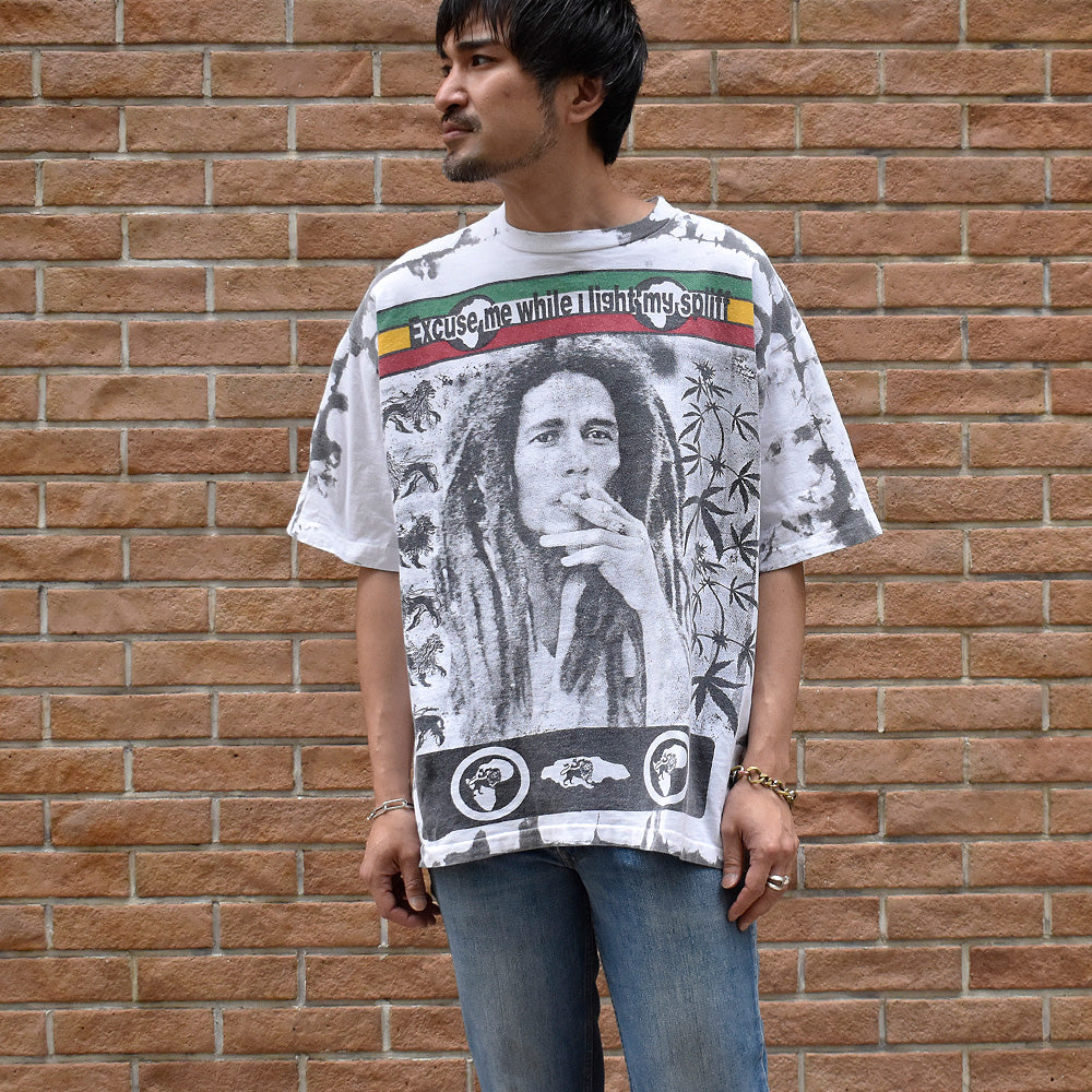 90's AOP！ BOB MARLEY “EXCUSE ME WHILE I LIGHT MY SPLIFF“ Tシャツ 250601H