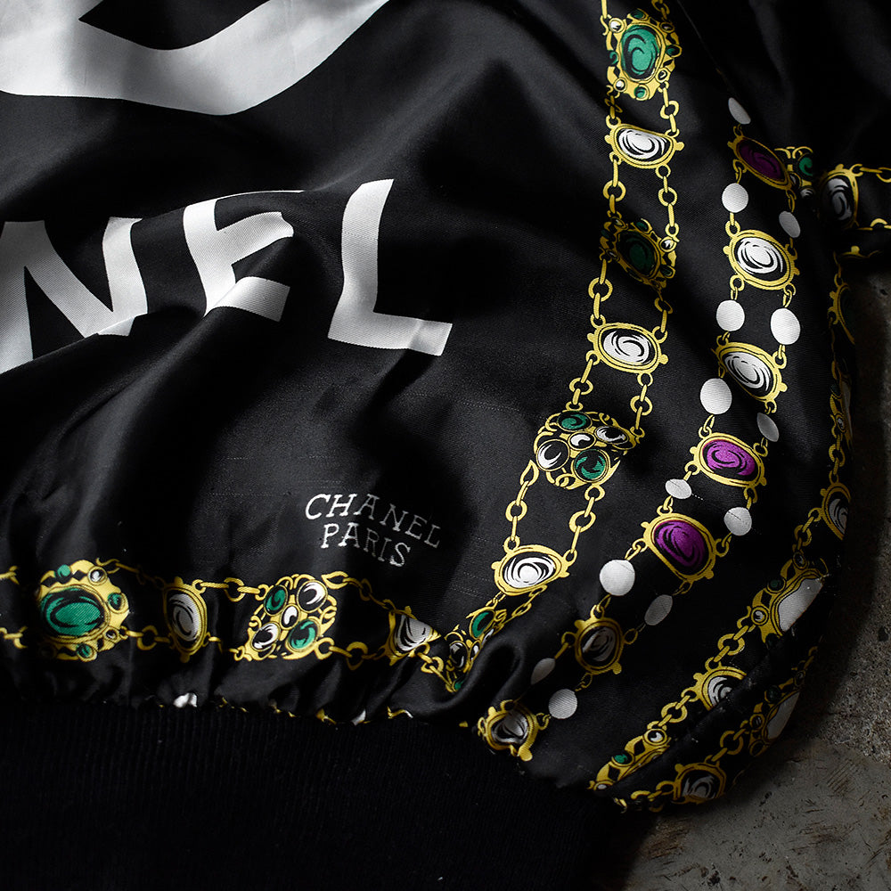 80's  special！ ブラック！ ブートレグ “CHANEL“ スカーフ柄ジャケット 240923H