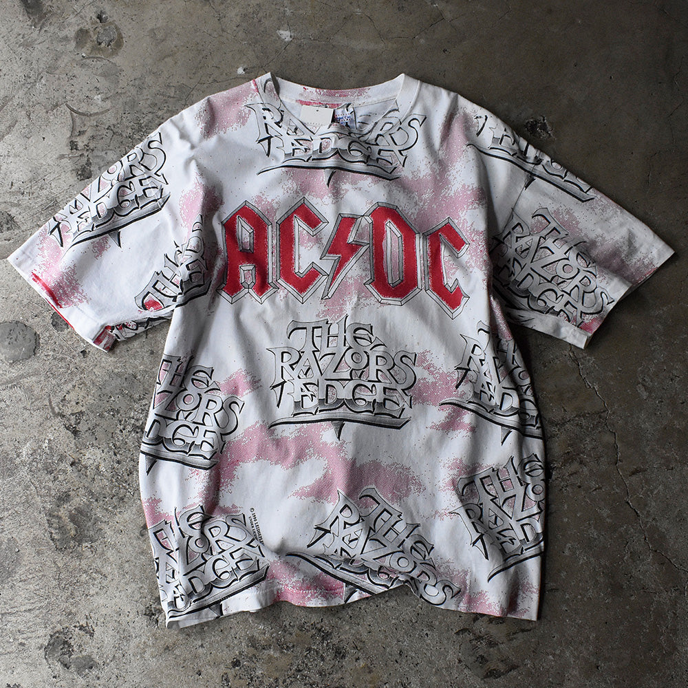 エーシー・ディーシー The Razors Edge AOP オールオーバープリント Tシャツ 1990年 USA製 ヴィンテージ