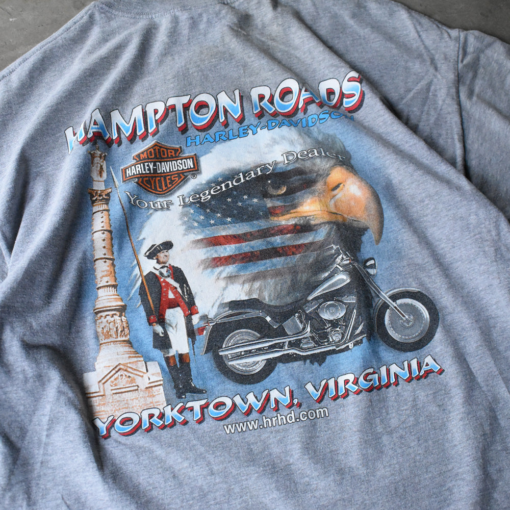 Y2K Harley-Davidson “YORKTOWN. VIRGINIA” 両面プリント Tシャツ USA製 240712