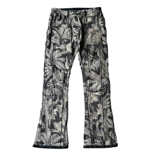 blackmeans リーフ柄 リバーシブル フレアパンツ 945-79GP208-1 240522H