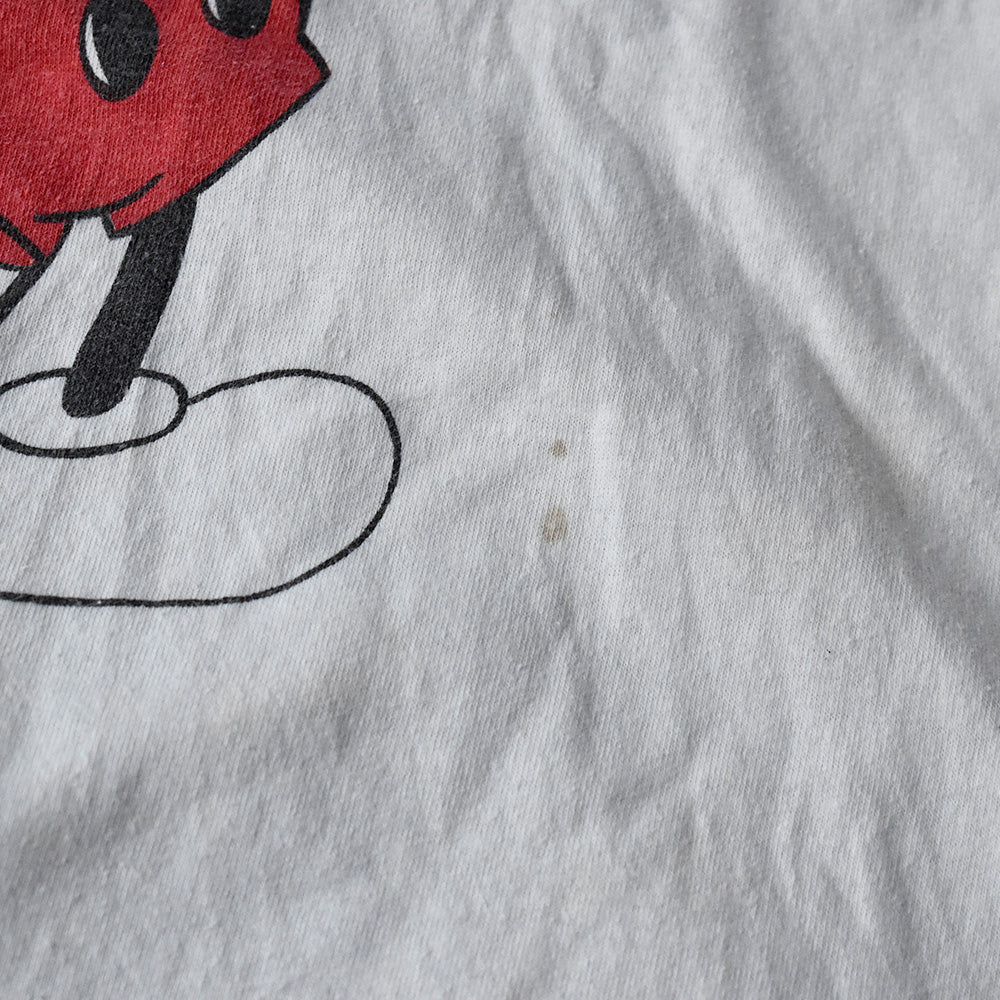 70's オールドイングリッシュ！“Disneyland” 染み込み Mickey 100％コットン リンガーTシャツ USA製 250802H