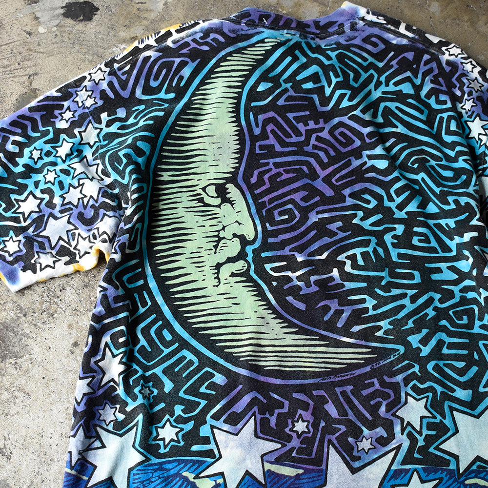 90's  AOP！ LIQUID BLUE “SUN & MOON” Tシャツ USA製 250603H