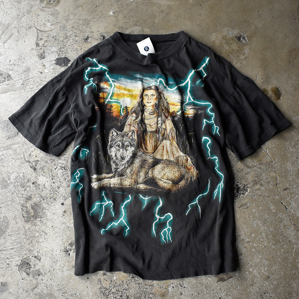 アメリカンサンダー インディアン ウルフ Tシャツ 1990年 ヴィンテージ