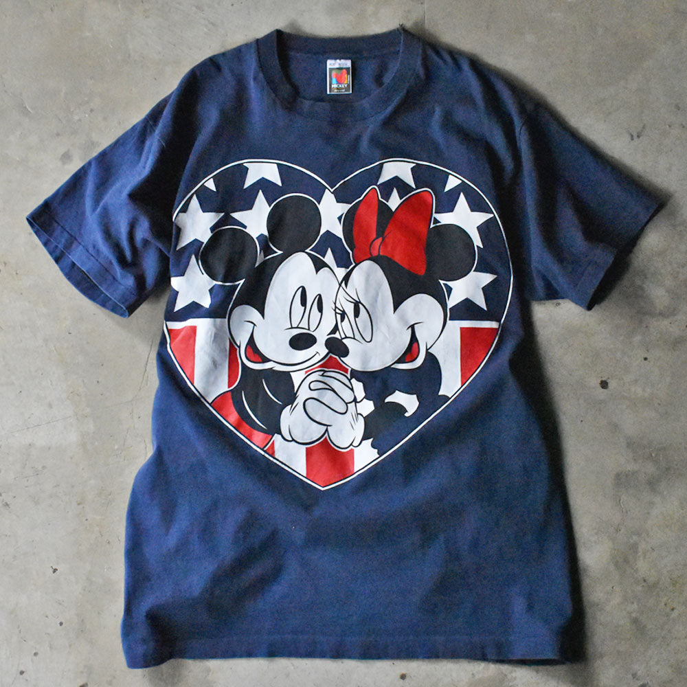 ディズニー ミッキー ミニー キャラクターTシャツ 90年代〜 ネイビー USA製 ヴィンテージ