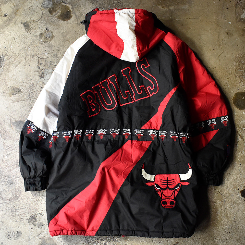 90’s PRO PLAYER NBA “Chicago Bulls” ロゴテープ！ フード付き フルジップジャケット 231229H