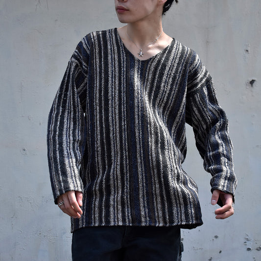 90's INNOCENTI ストライプ柄 Vネック ニットセーター イングランド製 230920H