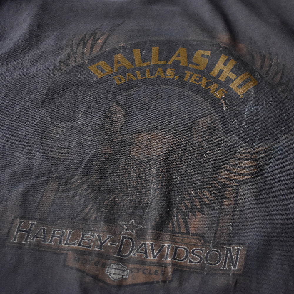 Y2K ダメージ！ Harley-Davidson イーグル ポケットロングスリーブTシャツ 240607H