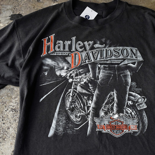 80's 3D EMBLEM “Harley-Davidson” バイク Tシャツ USA製 250818H