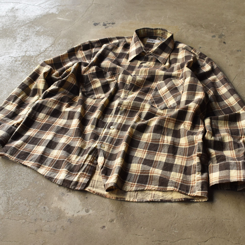 Highlander Flannel プリントネル フランネルシャツ 1980年〜 イエロー×ブラウン ヴィンテージ