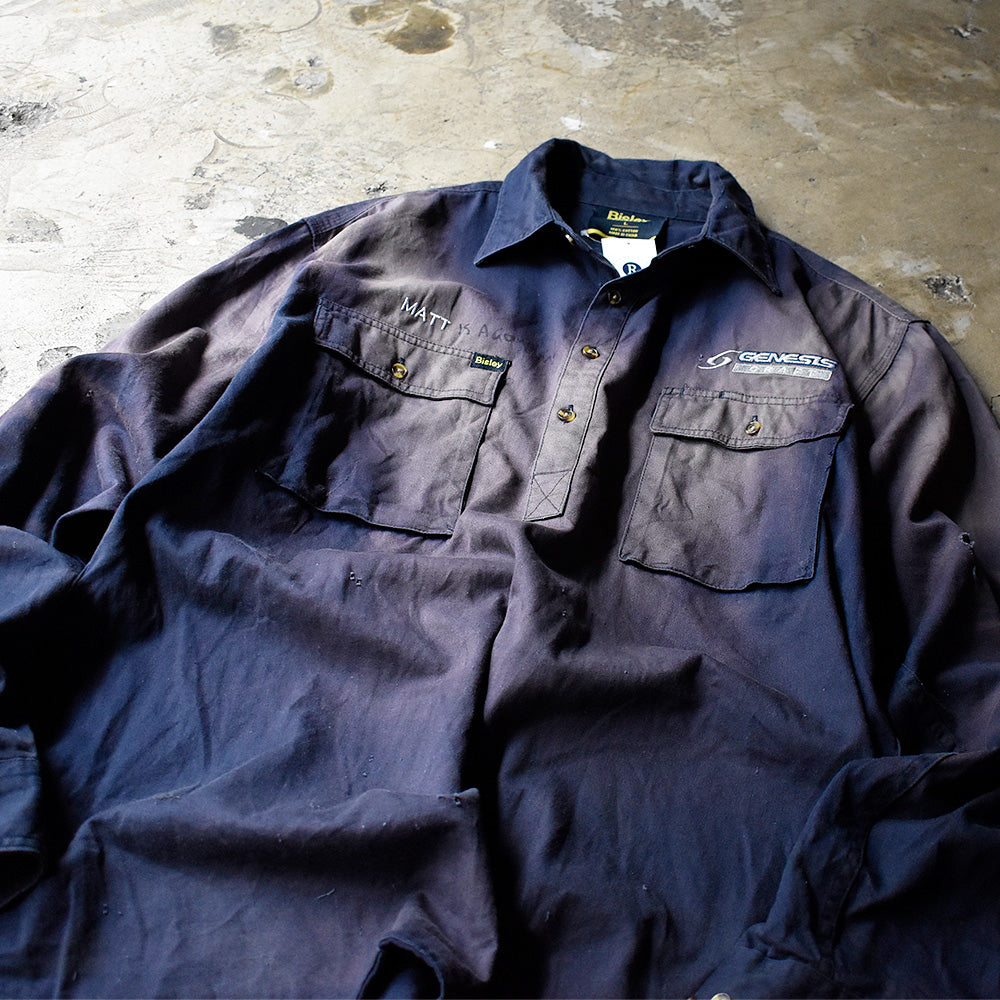 Bisley workwear フェード プルオーバー ワークシャツ 2000年代 古着