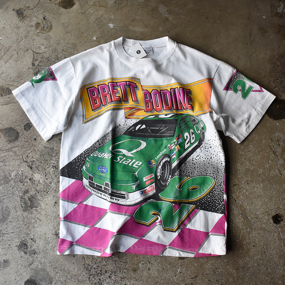 90's AOP！ “BRETT BODINE” レーシングTシャツ USA製 250618H