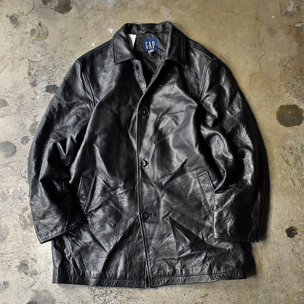 90's Old GAP 名作 レザーカーコート 240129H