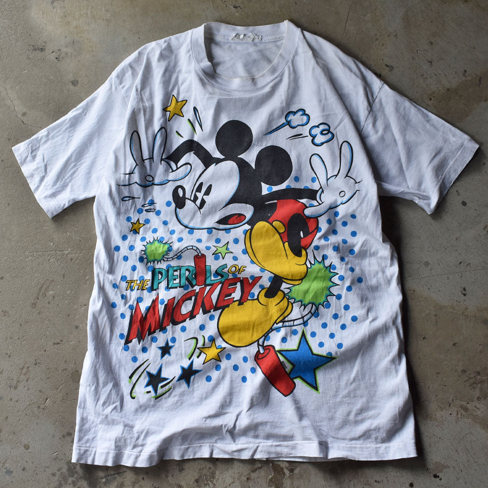 90s Disney Mickey 大判プリント ミッキーTシャツdisney