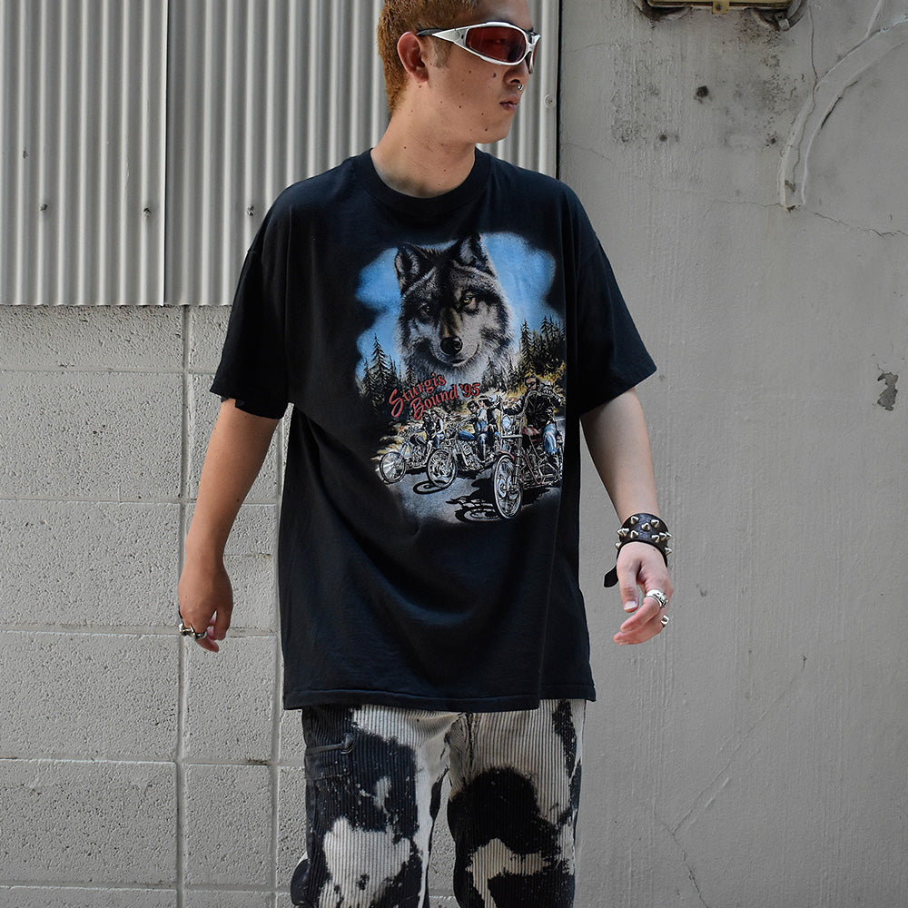 90's Sturgis Bound '95 “Wolf×Bike” バイク Tシャツ USA製 250808H