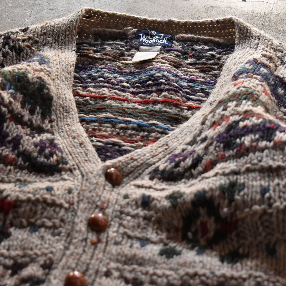 80’s Woolrich 総柄ニット カーディガン 231222