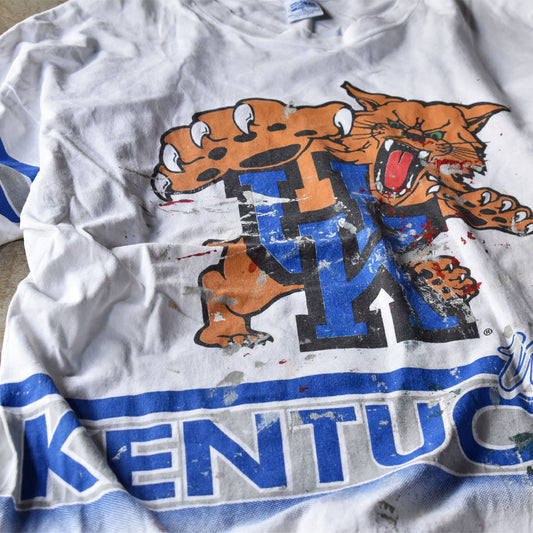 90’s ペンキ!“KENTUCKY WILDCATS” Tシャツ USA製 240611
