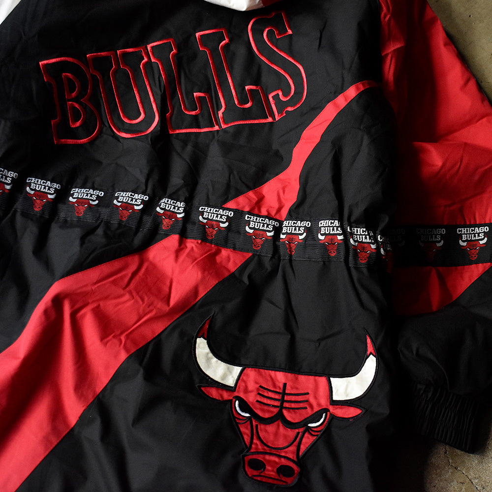 90’s PRO PLAYER NBA “Chicago Bulls” ロゴテープ！ フード付き フルジップジャケット 231229H