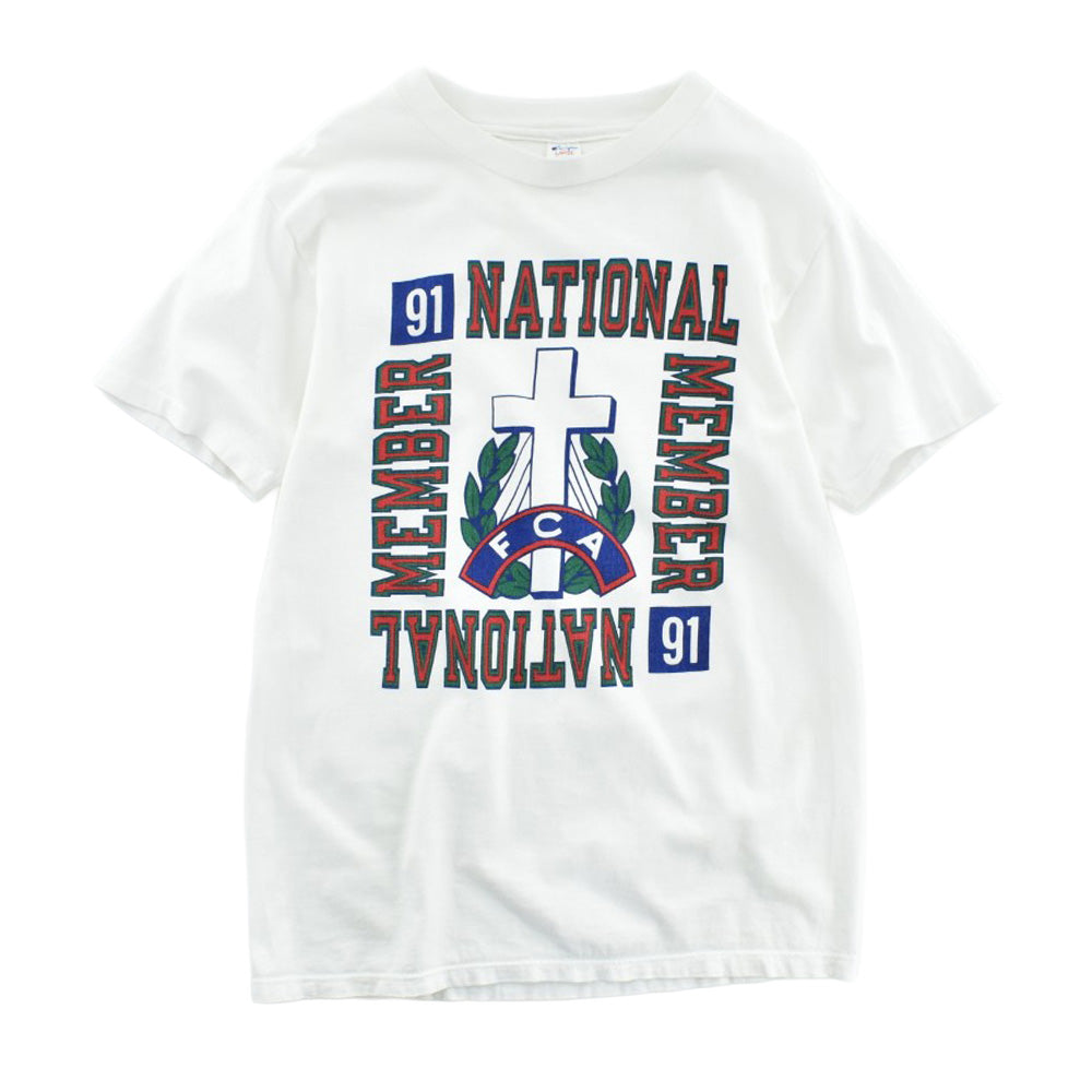 90’s Champion トリコタグ “NATIONAL MEMBER '91 FCA” 染み込みプリント Tシャツ USA製 260512H