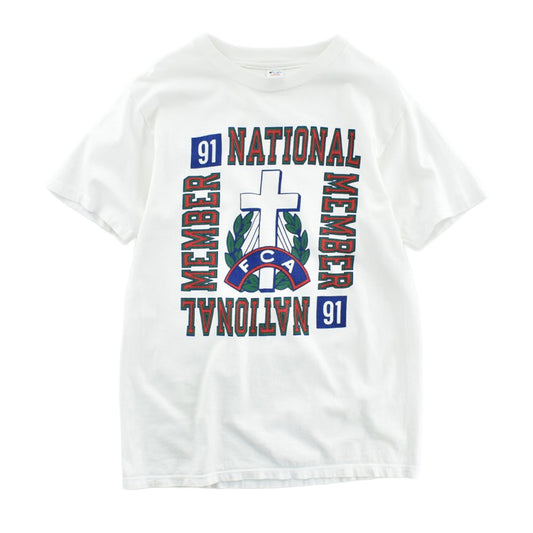 90’s Champion トリコタグ “NATIONAL MEMBER '91 FCA” 染み込みプリント Tシャツ USA製 260512H