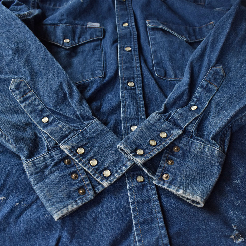 90’s Carhartt デニム ワークシャツ ウエスタンシャツ 240402