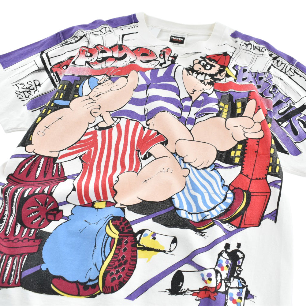 90’s AOP POPEYE & BRUTUS "If it ain't ruff, it ain't rite!" グラフィティTシャツ 260424H